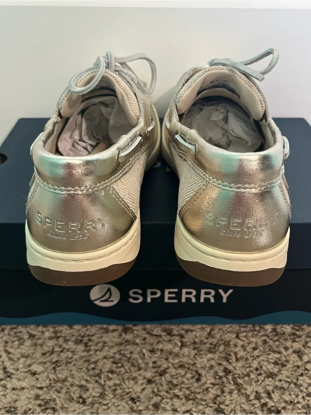 Sperry Metallic Silver Boat Shoes